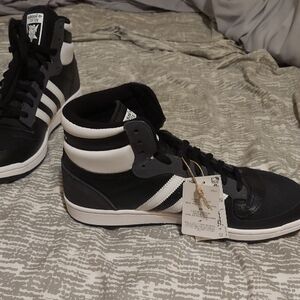 Adidas Black and White Retro High-Top Sneakers